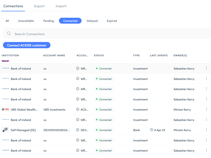 Connection status connected