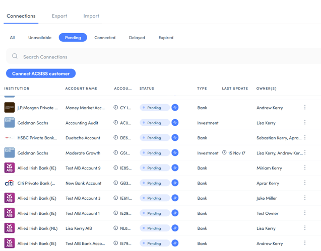 Connection status pending