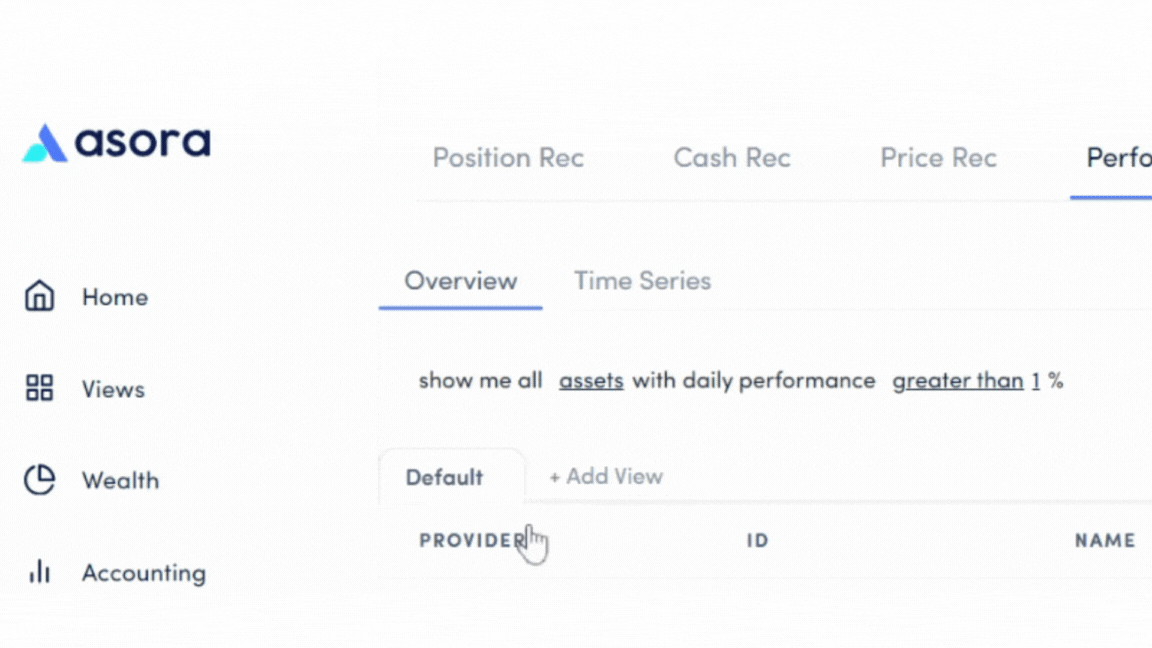 Filters on performance rec